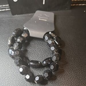 Elegant Black Faceted Bracelet Set